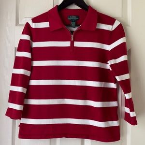 Ralph Lauren Vneck Collar Red/White Stripe Sweater